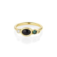 0.60ct Onyx and Sapphire Linear Band - Marrow Fine