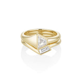 0.60ct Diamond Trapezoid Ring with Diamond Baguette Tracer Band - YG [front flat lay]
