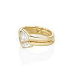 0.60ct Diamond Trapezoid Ring with Diamond Baguette Tracer Band - YG [side view]