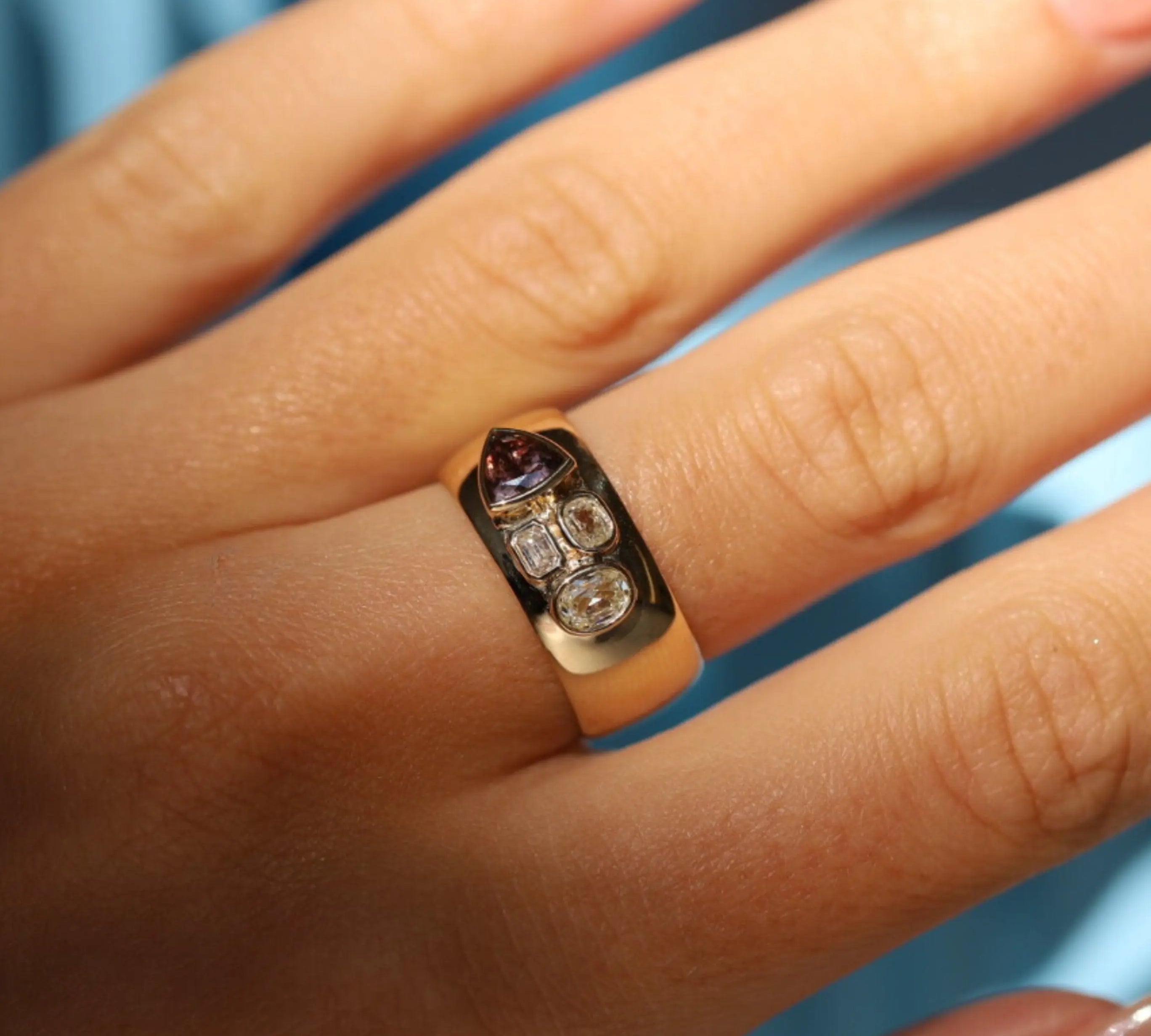0.61ct Zircon and Diamond Tessera Band [on hand]