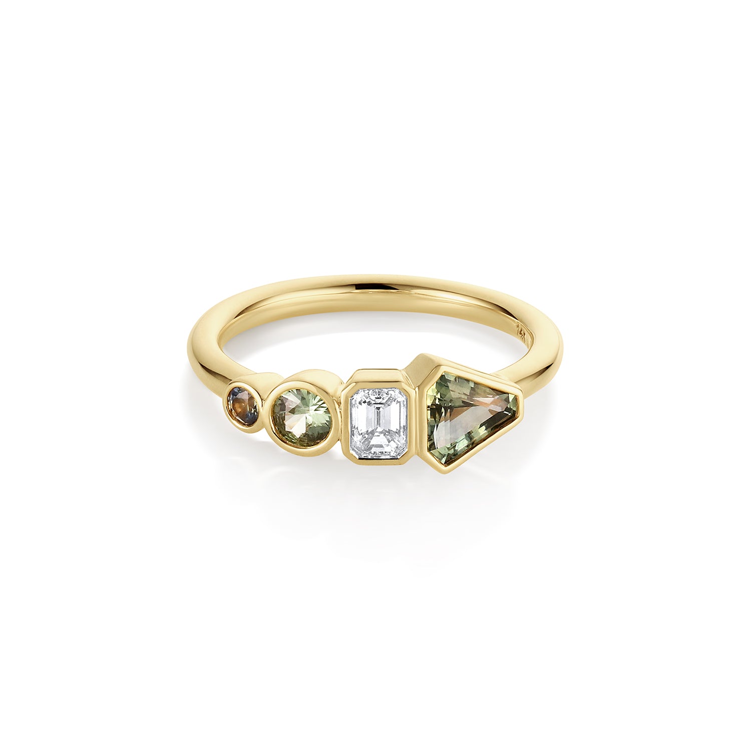 0.79tcw Sapphire and White Diamond Linear Ring