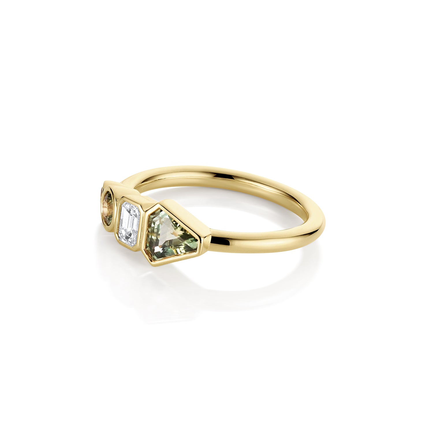 0.79tcw Sapphire and White Diamond Linear Ring side