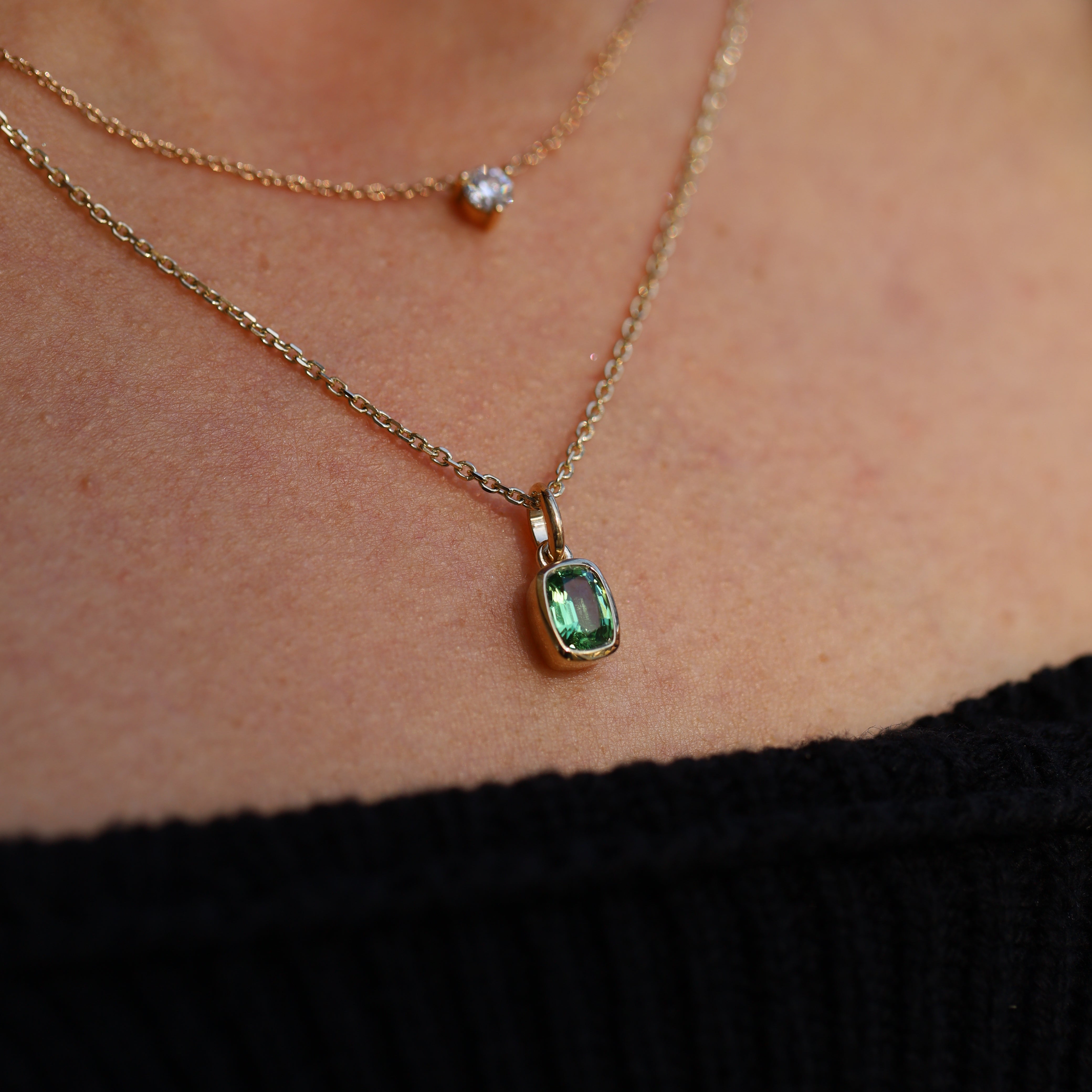 0.80ct Mint Garnet Pendant [on neck]