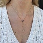 0.80ct Tourmaline & Old Mine White Diamond Lariat [on neck]