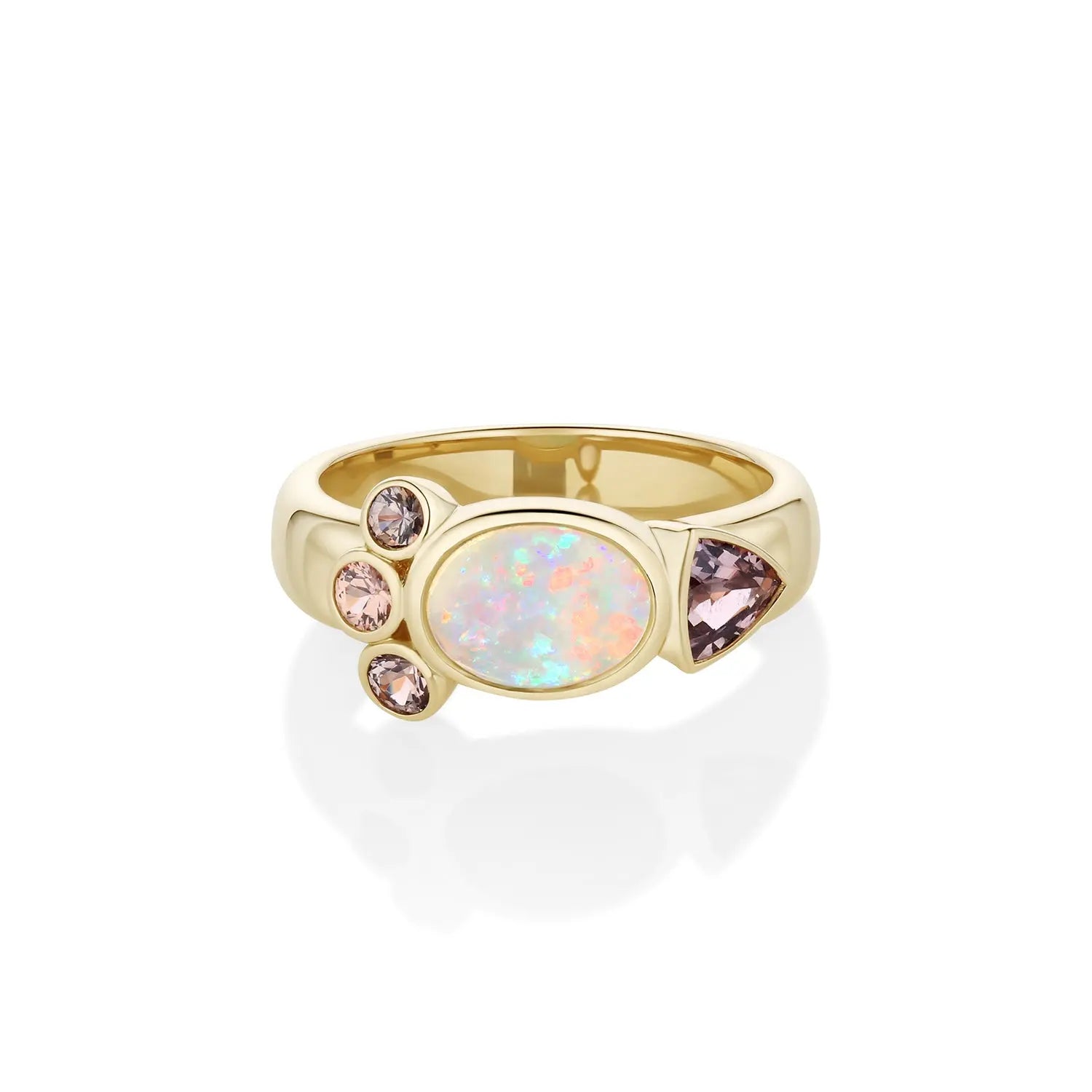 0.81ct Australian Opal and Sapphire Cigar Band [front view]