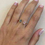 0.81ct Blush Lilac & Seafoam Sapphire Toi et Moi Ring [on hand]