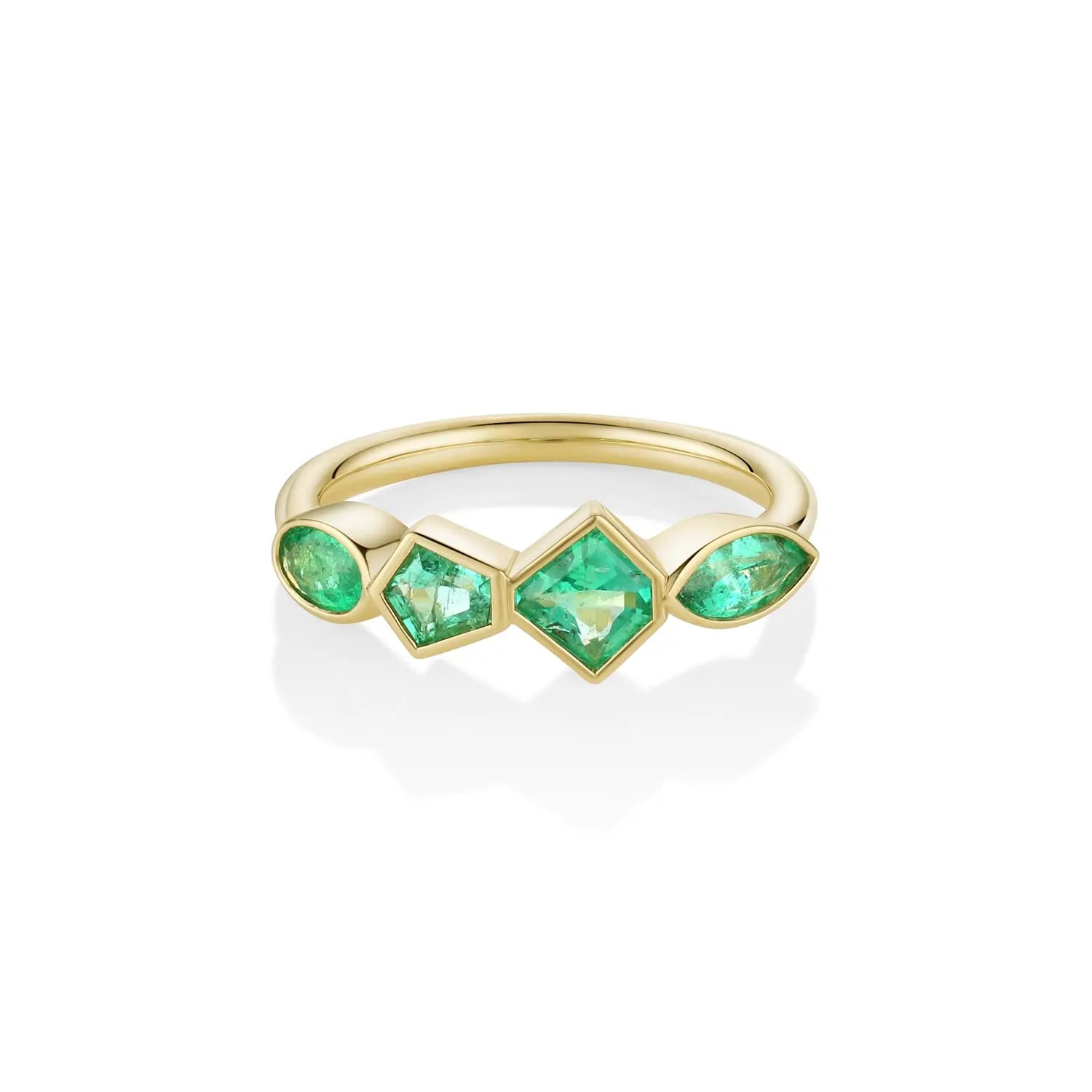 0.81ctw Winza Emerald Bezel Linear Band Marrow Fine