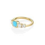 0.87ct Turquoise and 0.51tcw Diamond Linear Ring [side view]