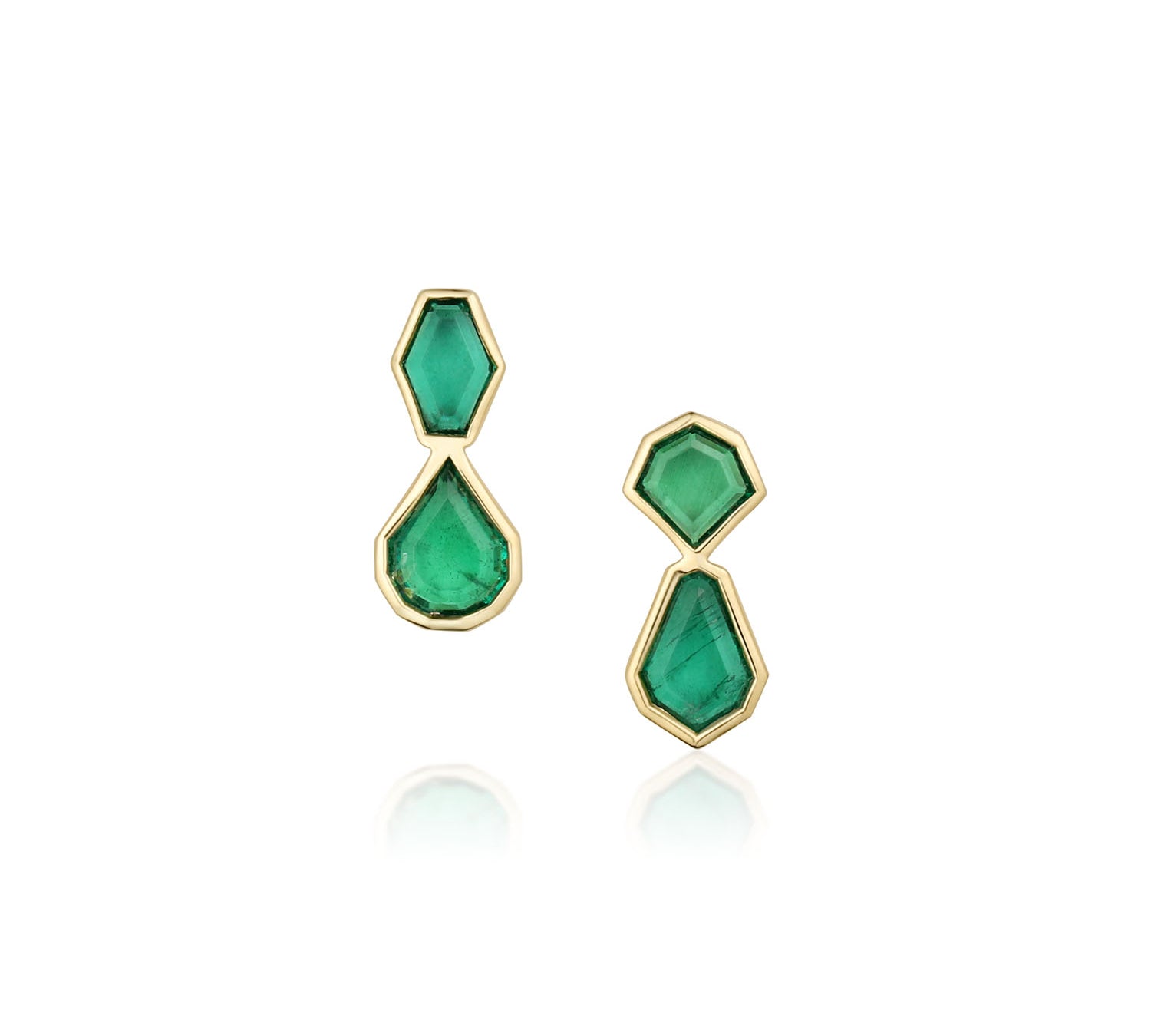 0.89ctw Zambian Emerald Ear Crawlers [Yellow Gold]