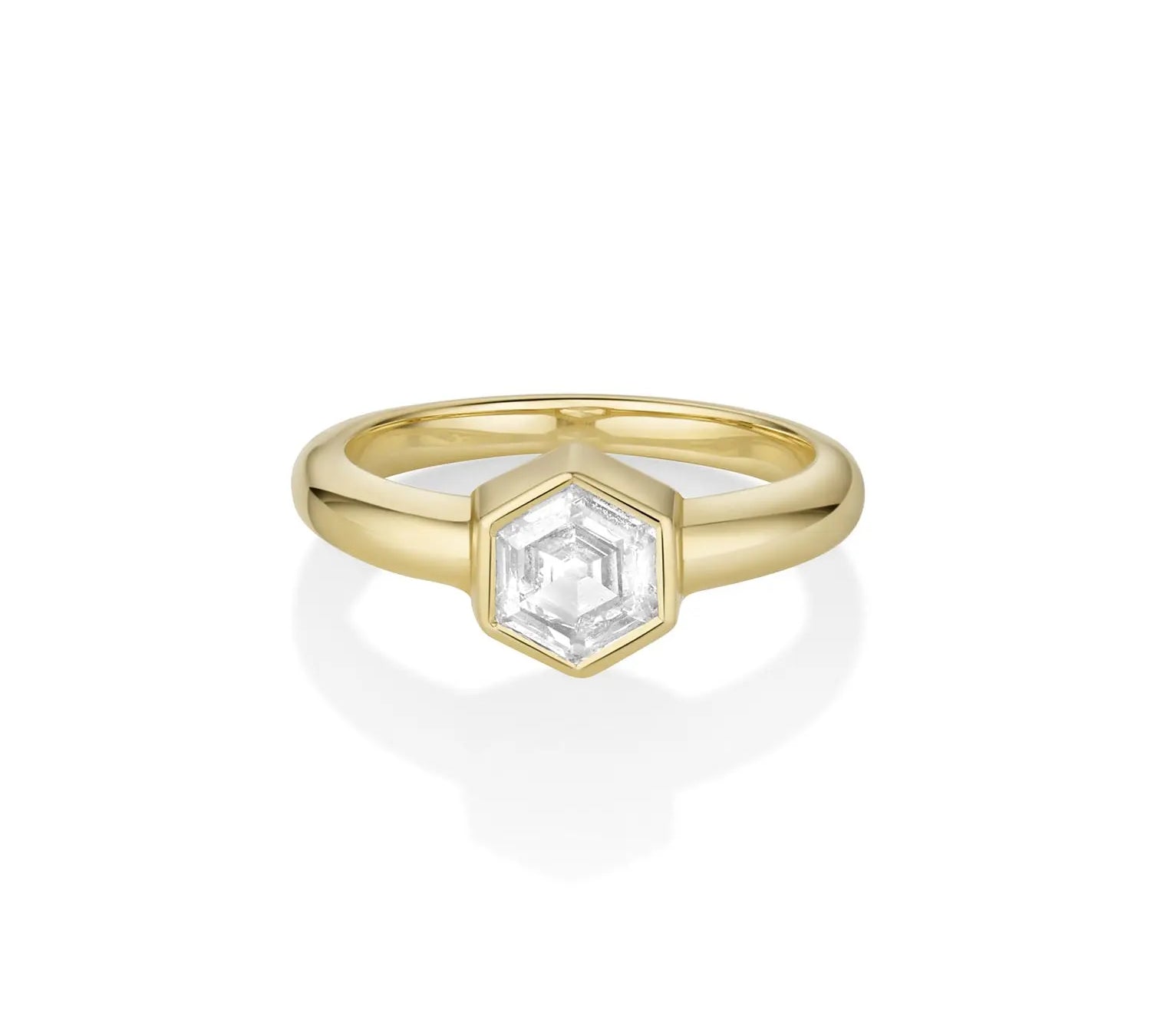1.00ct Bezel Set White Diamond Hex Ring Marrow Fine