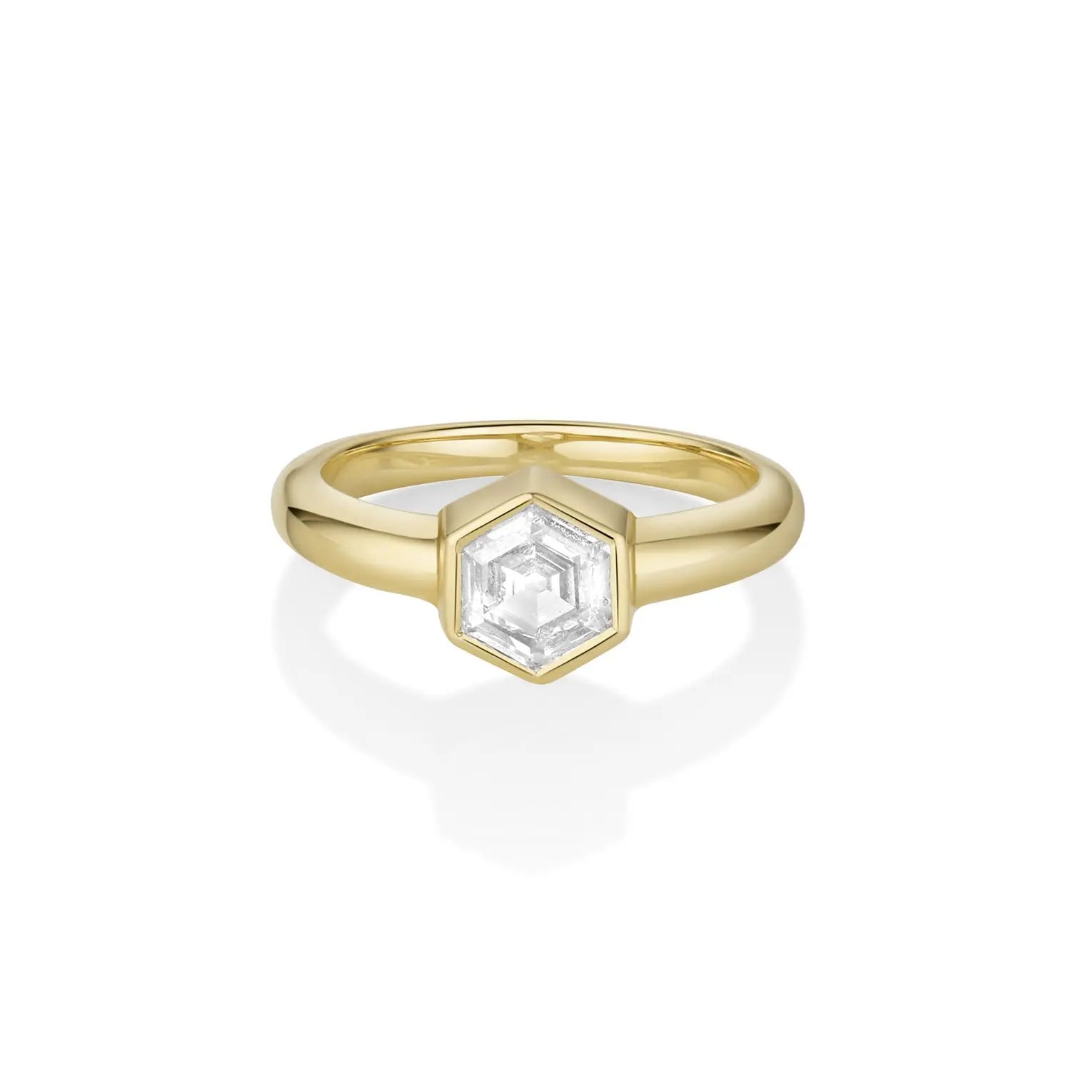 1.00ct Bezel Set White Diamond Hex Ring Marrow Fine