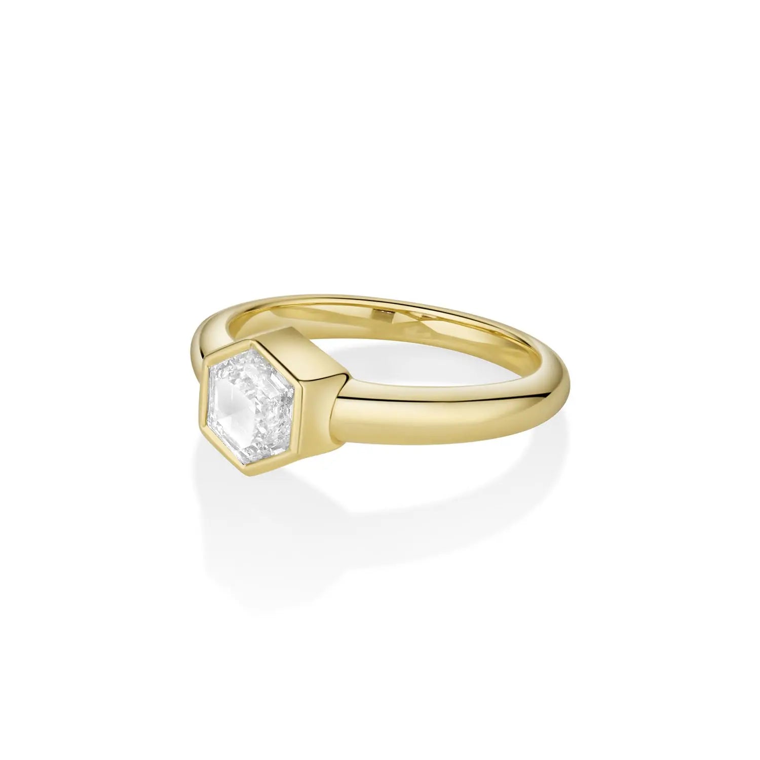 1.00ct Bezel Set White Diamond Hex Ring Marrow Fine