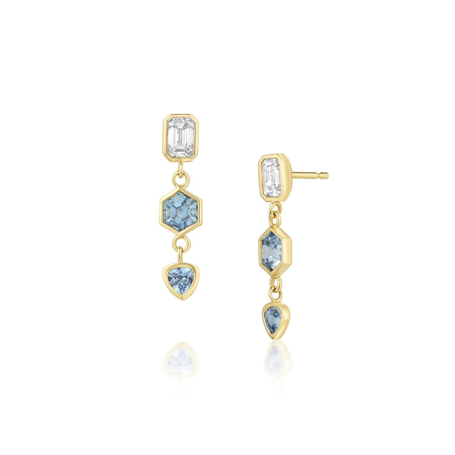 1.08tcw Sapphire and Diamond Bezel Set Dangle Earrings - Marrow Fine