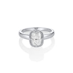 The Georgia Solitaire Engagement Ring – cushion diamond in a Georgian-inspired white metal bezel, by Marrow Fine [White Gold]