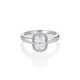 The Georgia Solitaire Engagement Ring – cushion diamond in a Georgian-inspired white metal bezel, by Marrow Fine [White Gold]