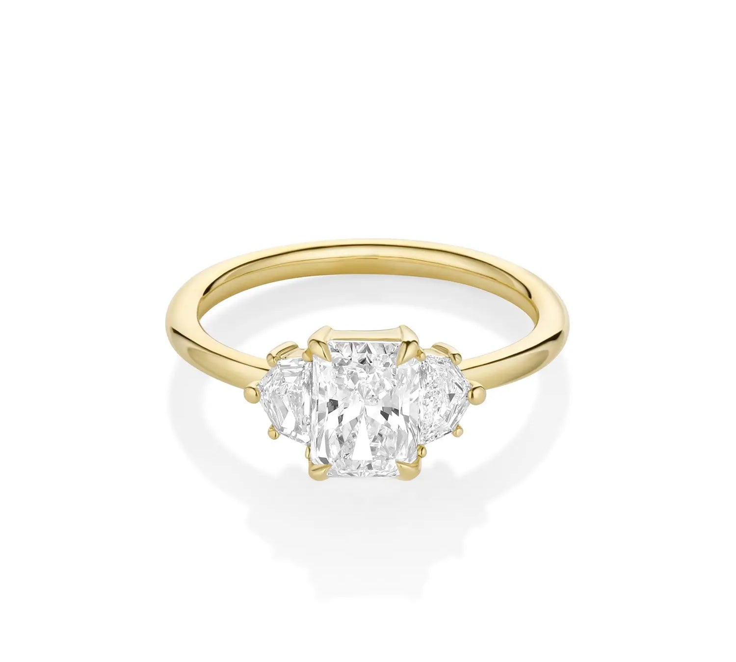 1.09ct Radiant Diamond Band & 0.28tcw Cadillac Diamond Ring [flat lay]