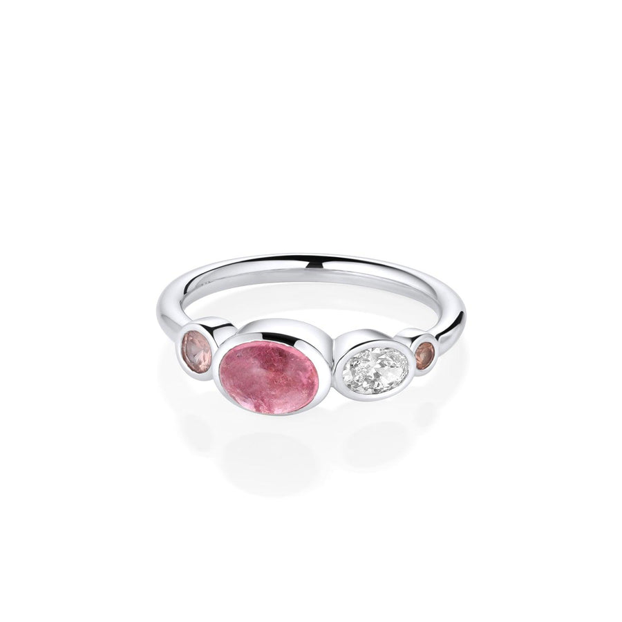 1.12ct Oval Tourmaline and Sapphire Linear Ring - Marrow Fine