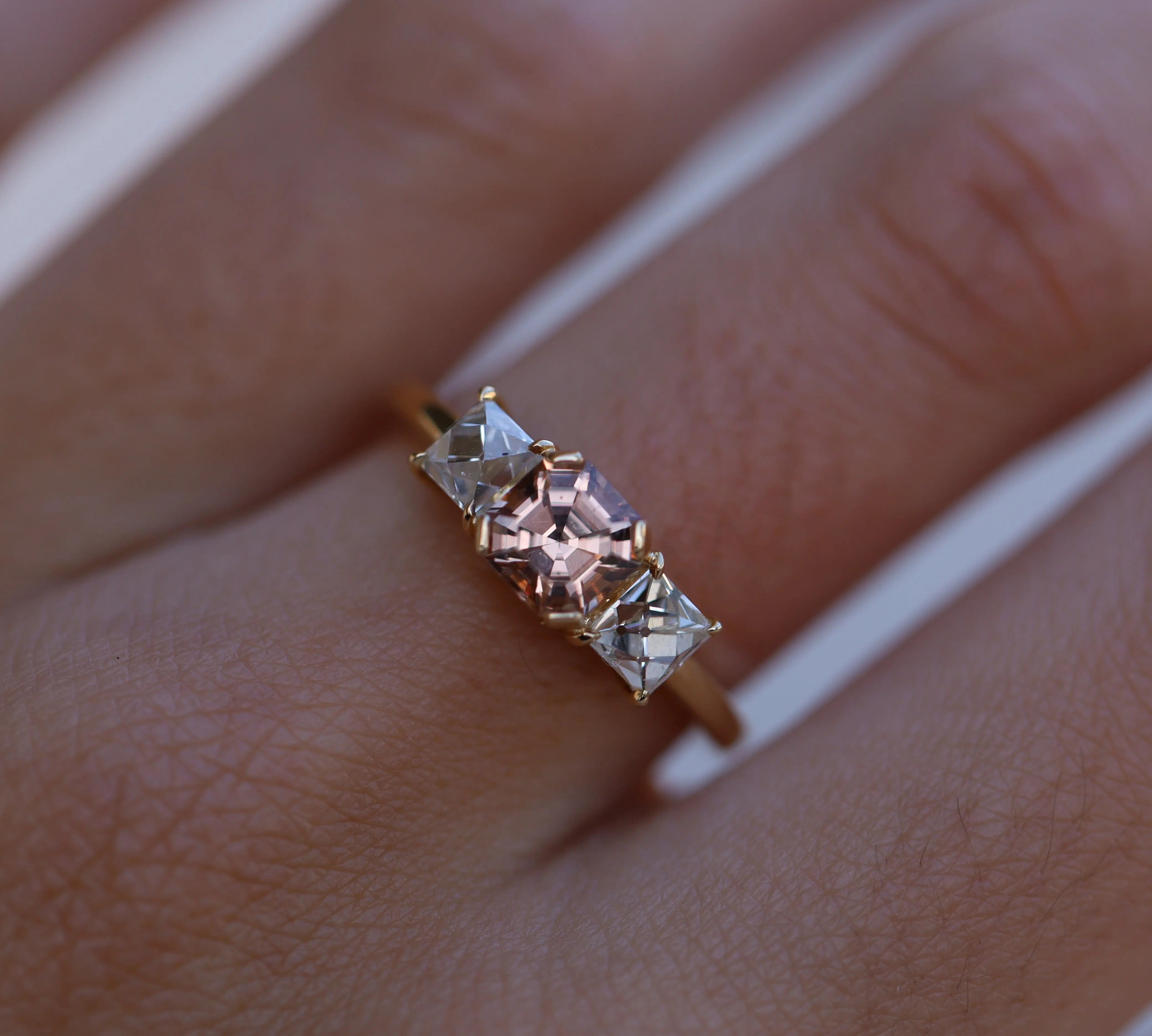 1.12ct Malaya Garnet and 0.91tcw French Cut Diamond Ring [on hand]