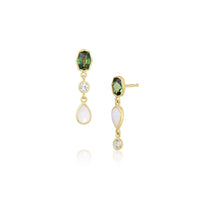 1.12tcw Sapphire and Opal Bezel Set Dangle Earrings - Marrow Fine