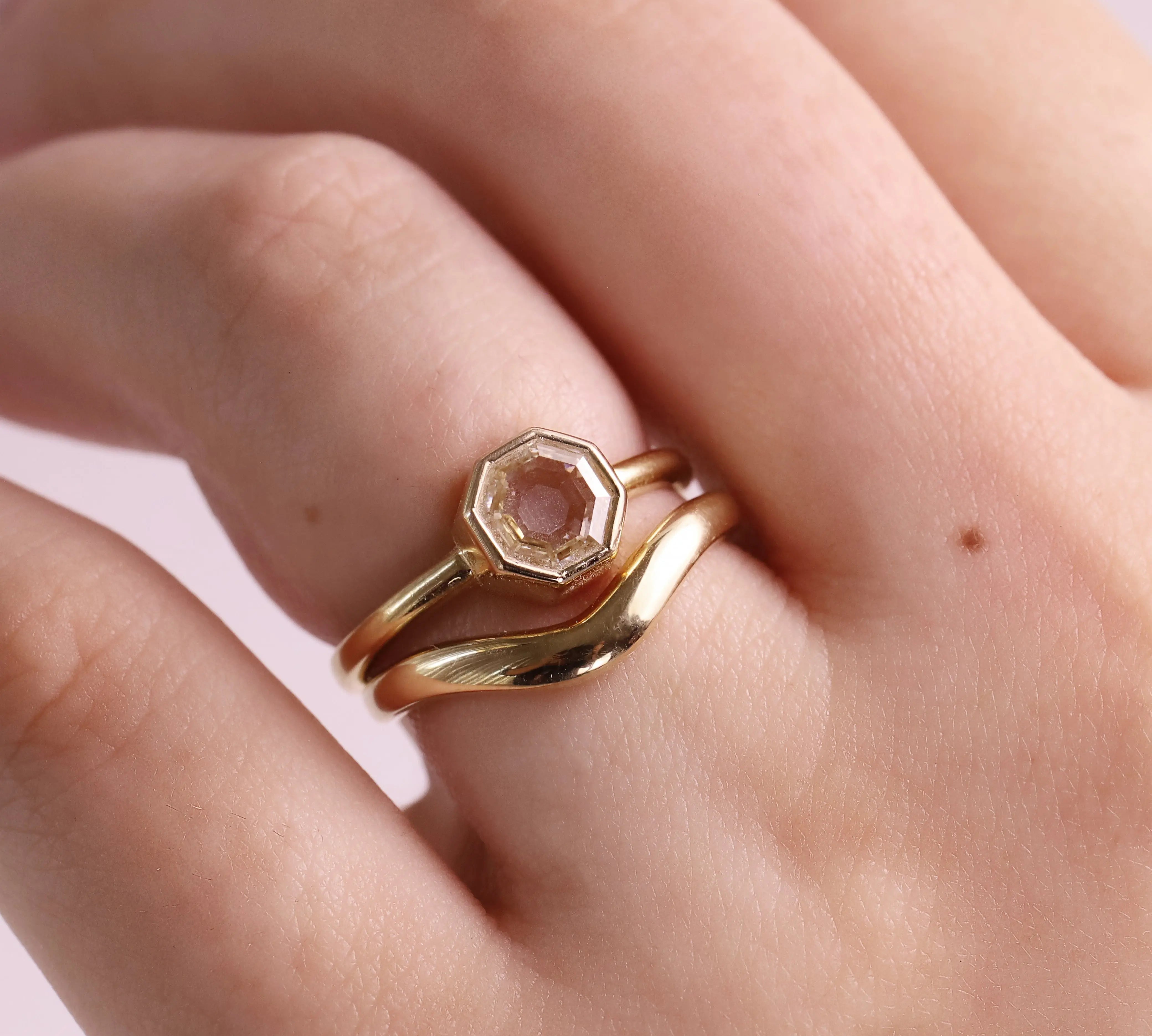 1.15ct White Diamond Octagon Bezel Ring Marrow Fine