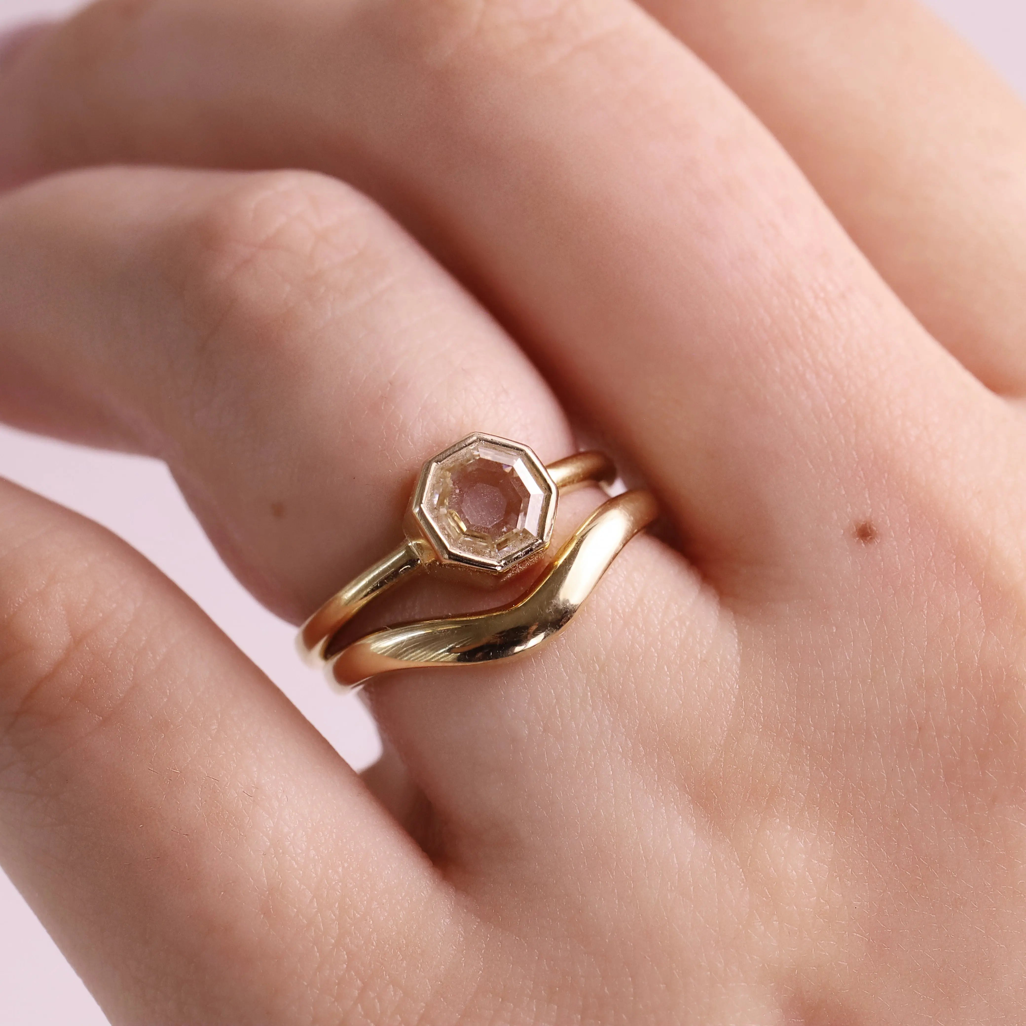 1.15ct White Diamond Octagon Bezel Ring Marrow Fine