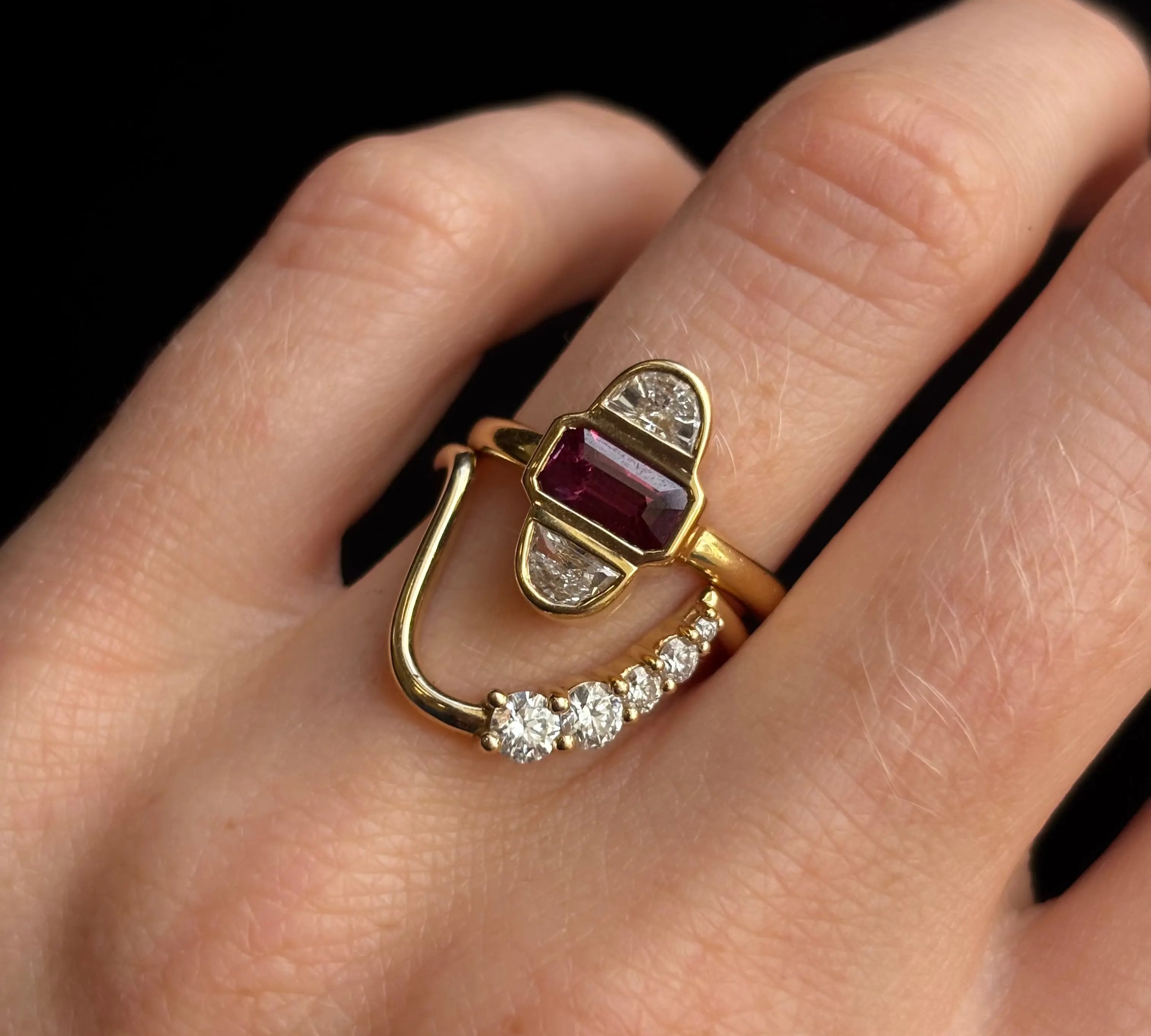 1.24ct Ruby & Half Moon Diamond Ring - Marrow Fine [on hand]