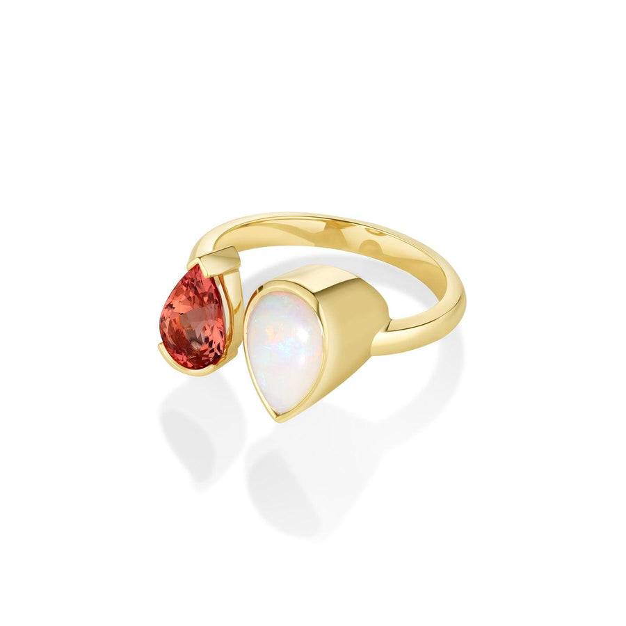 1.27ct Opal and 1.19ct Imperial Topaz Open Shank