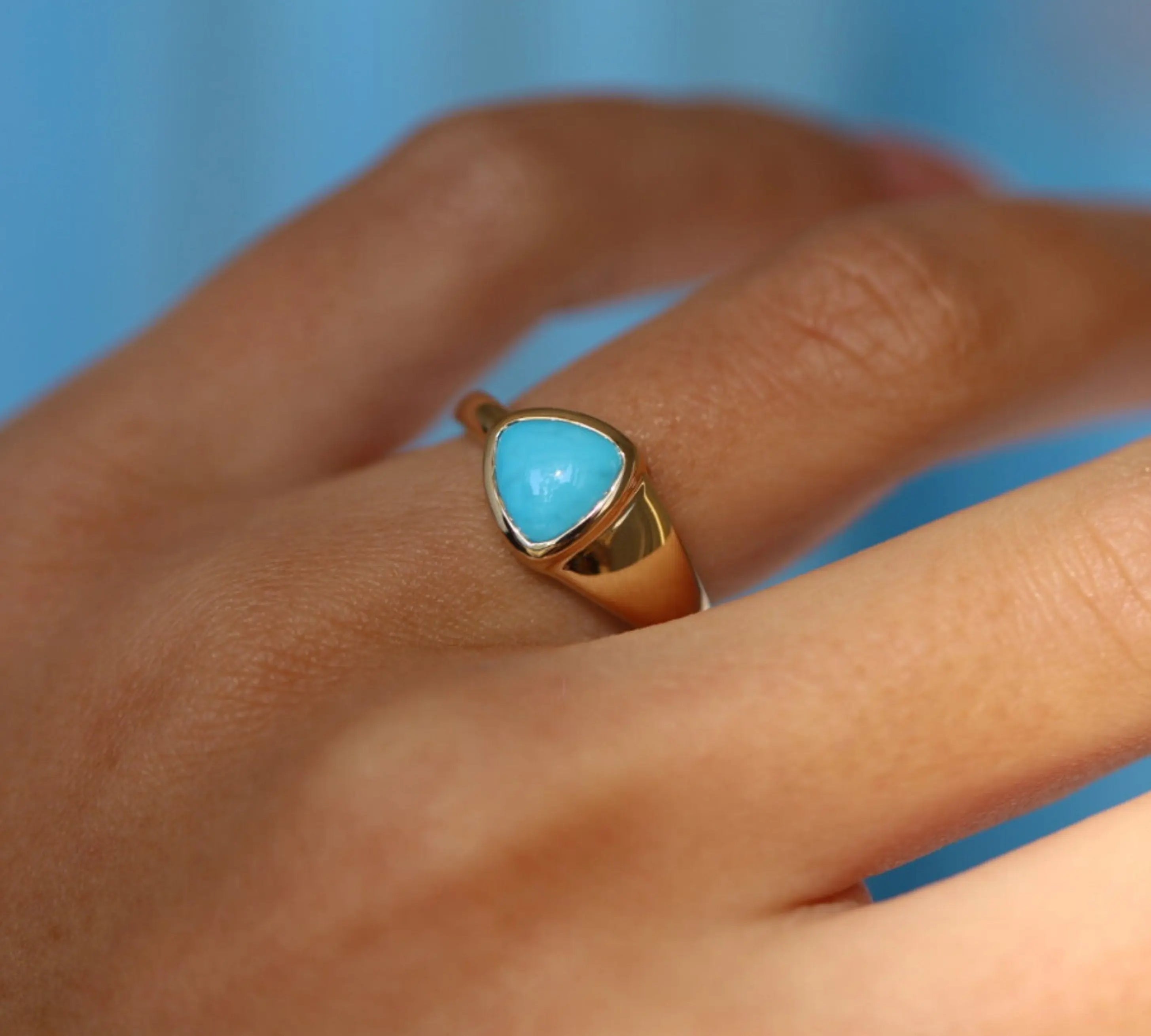 1.30ct Turquoise Trillion Ring [on hand]
