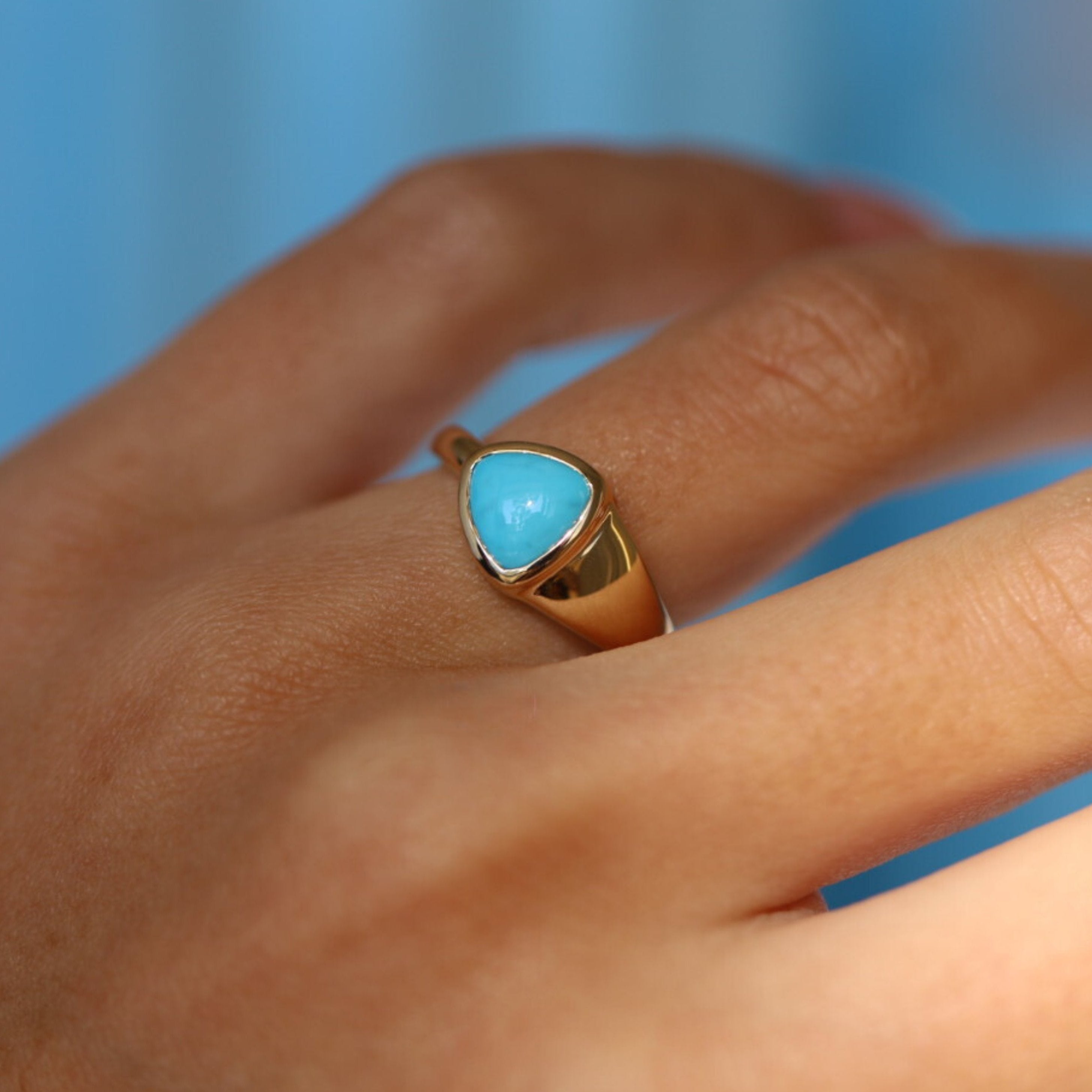 1.30ct Turquoise Trillion Ring [on hand]