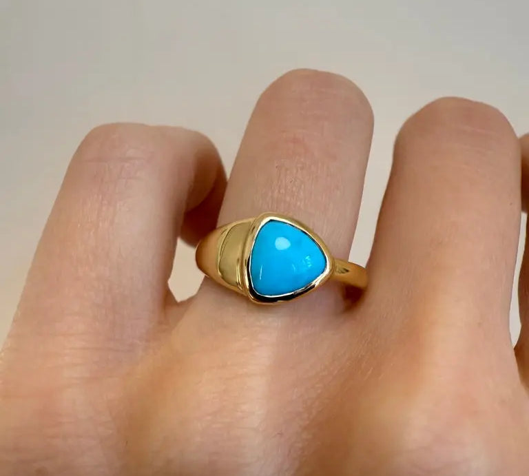 1.30ct Turquoise Trillion Ring [on hand]