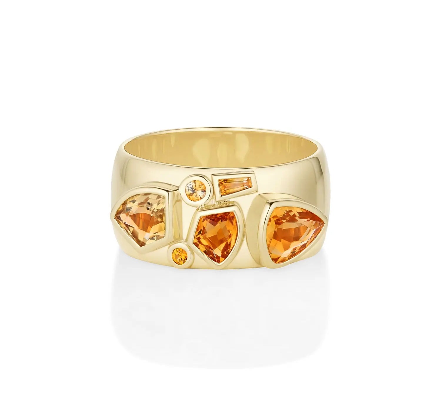 1.35tcw Citrine and Sapphire Tessera Ring [14YG flatlay]