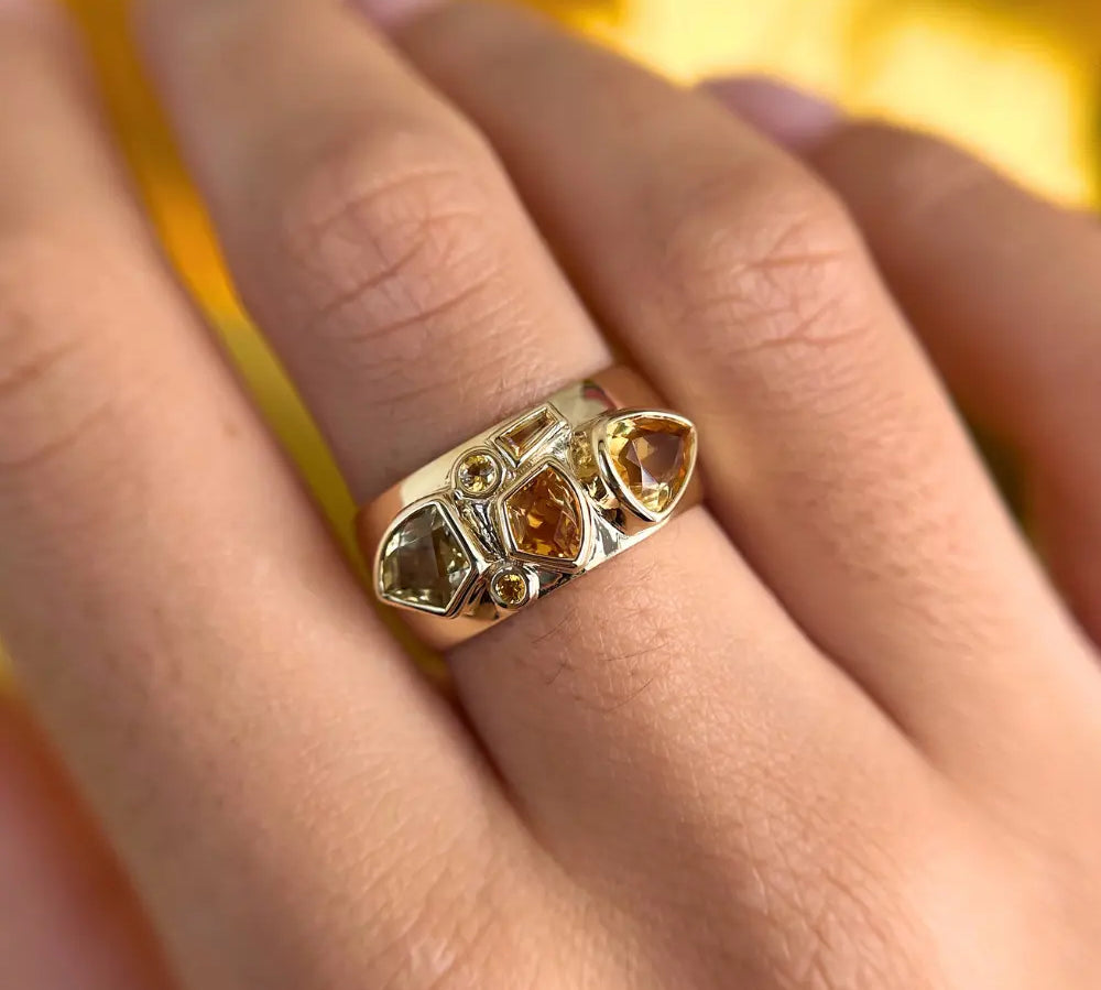 1.35tcw Citrine and Sapphire Tessera Ring [on hand]