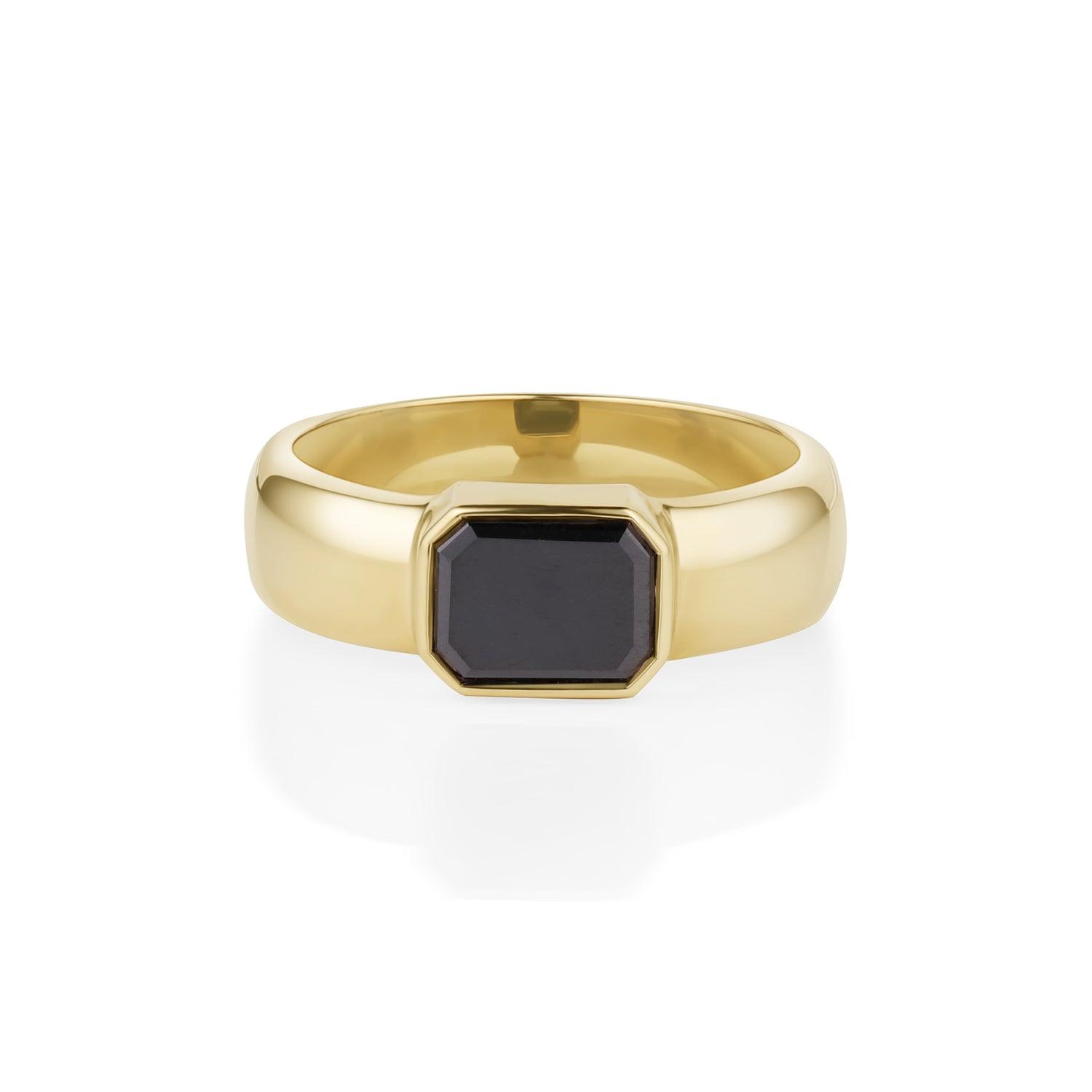1.36ct Bezel Cigar Black Diamond Pinky Ring