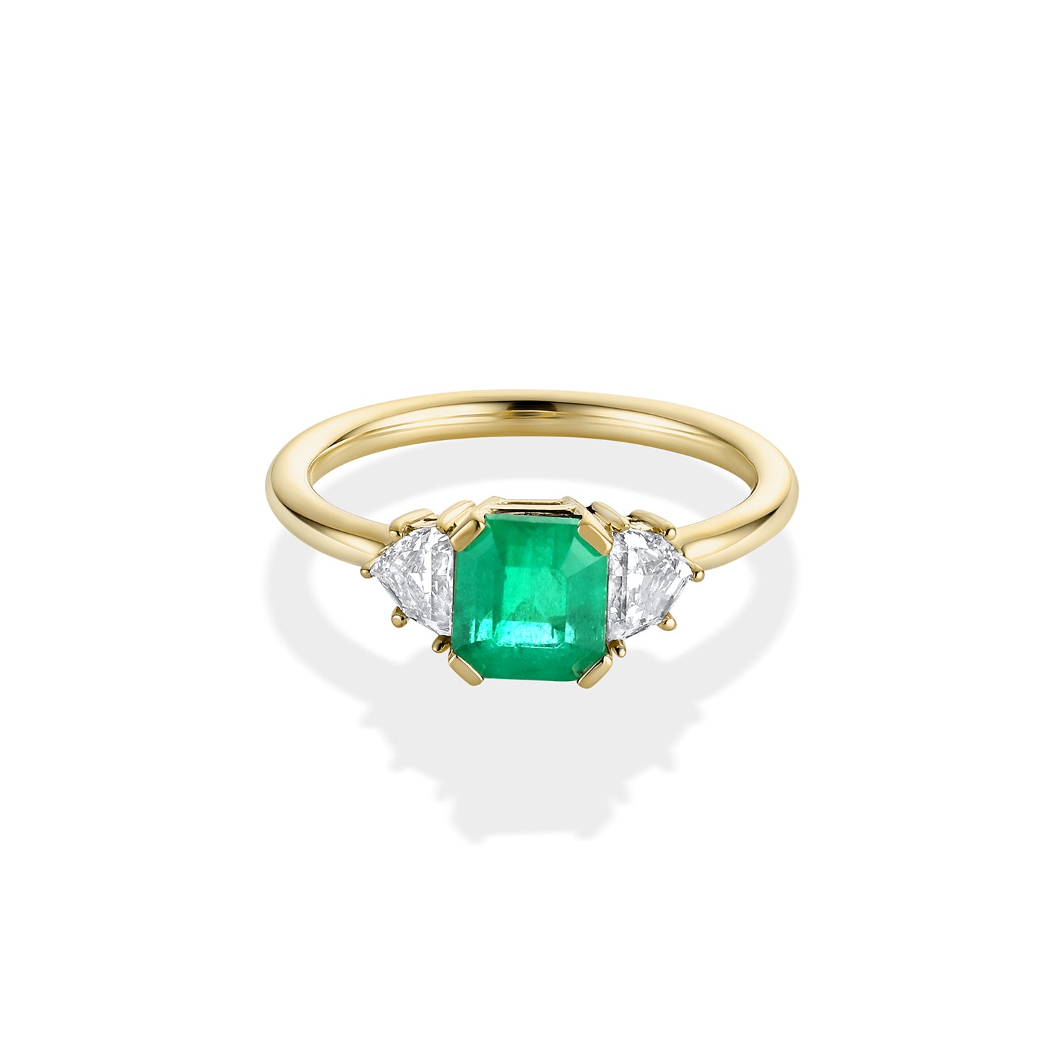 1.41ct Colombian Emerald and Diamond Three Stone Ring