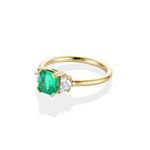 1.41ct Colombian Emerald and Diamond Three Stone Ring side view