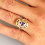 1.45ct Tanzanite In-Orbit Ring on hand