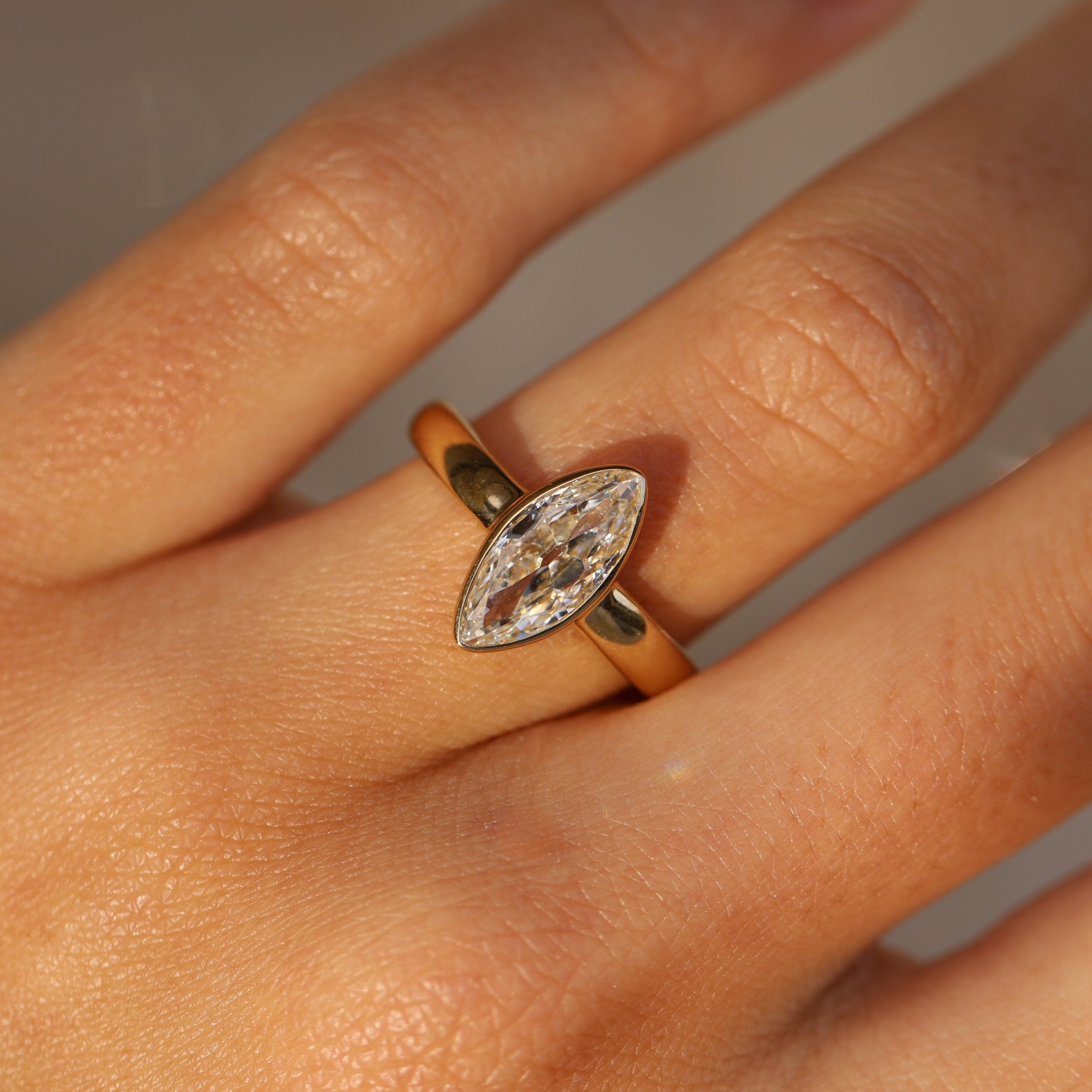 1.46ct Moval Diamond Bezel Ring [on hand]