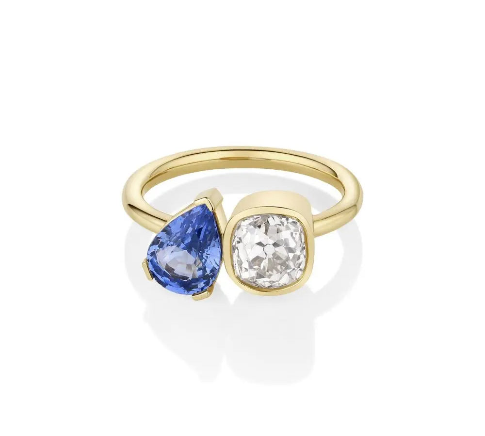 1.46ct Old Mine Diamond & 1.52ct Sapphire Chloe [front flat lay]