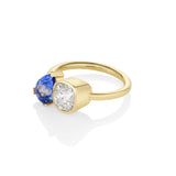1.46ct Old Mine Diamond & 1.52ct Sapphire Chloe [side view]