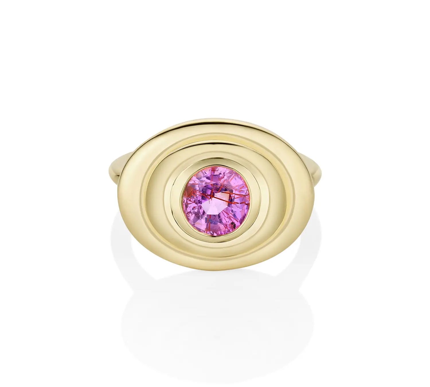 1.50ct Pink Sapphire In-Orbit Ring [Yellow Gold]