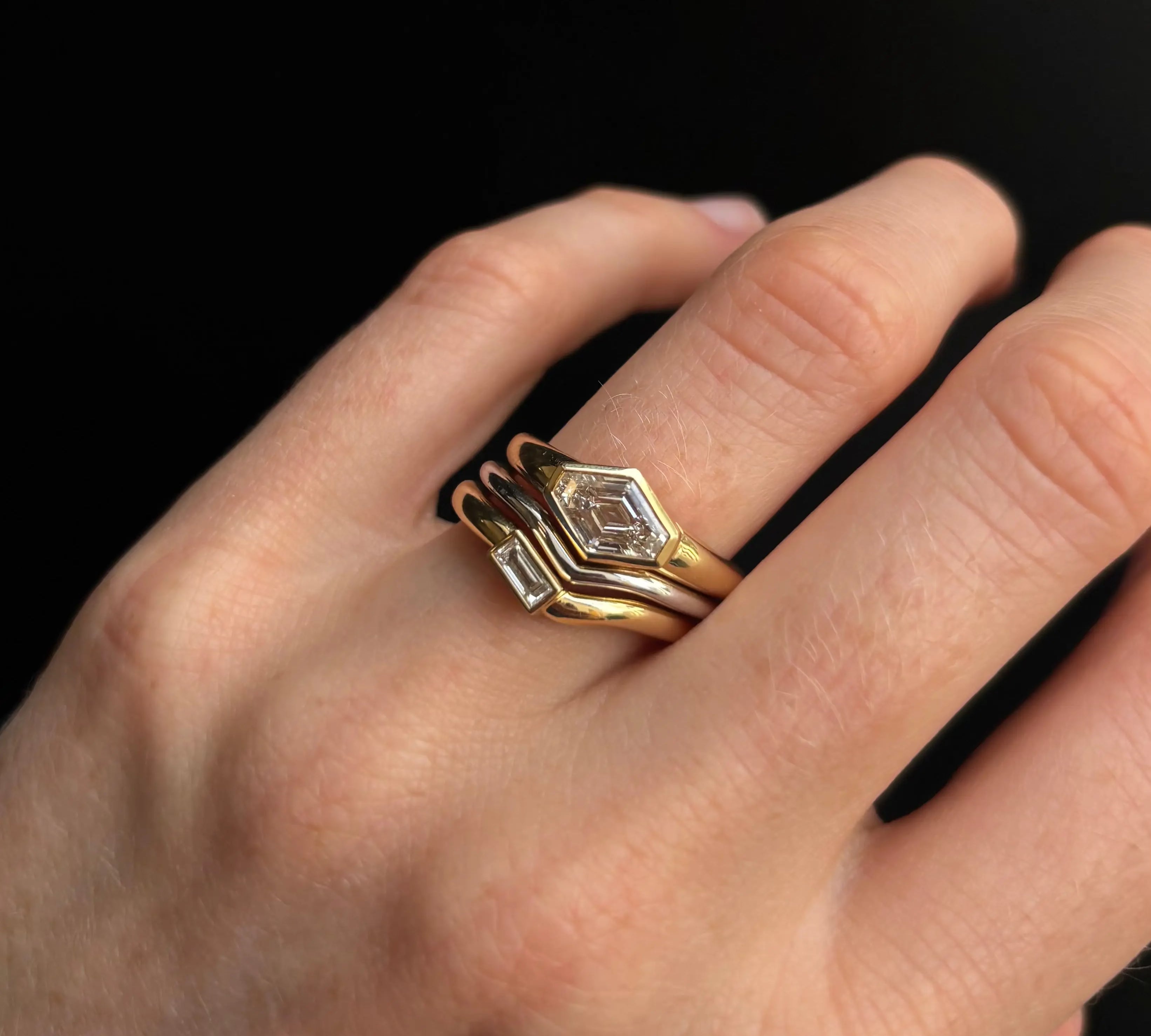 1.50ct Diamond Lozenge Diamond with Baguette Tracer Band and Plain Tracer Band [on hand]