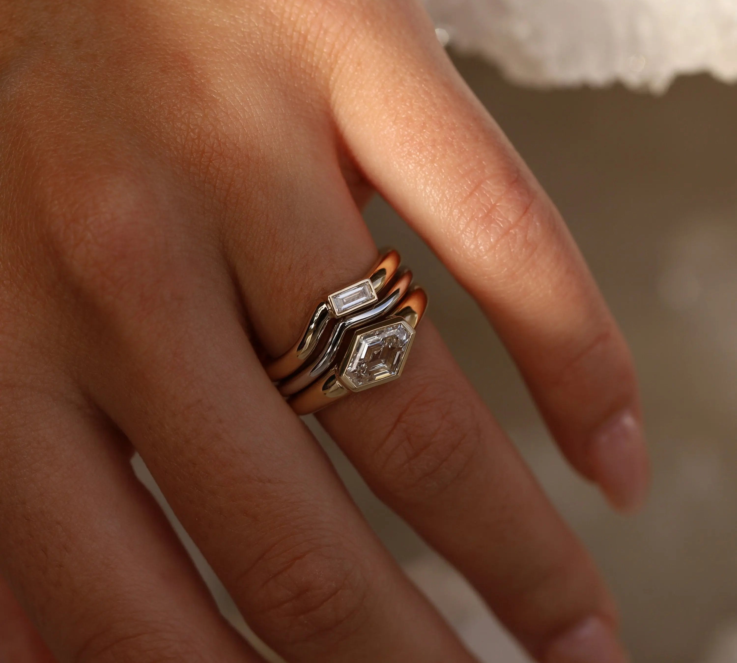 1.50ct Diamond Lozenge Diamond with Baguette Tracer Band and Plain Tracer Band [on hand]