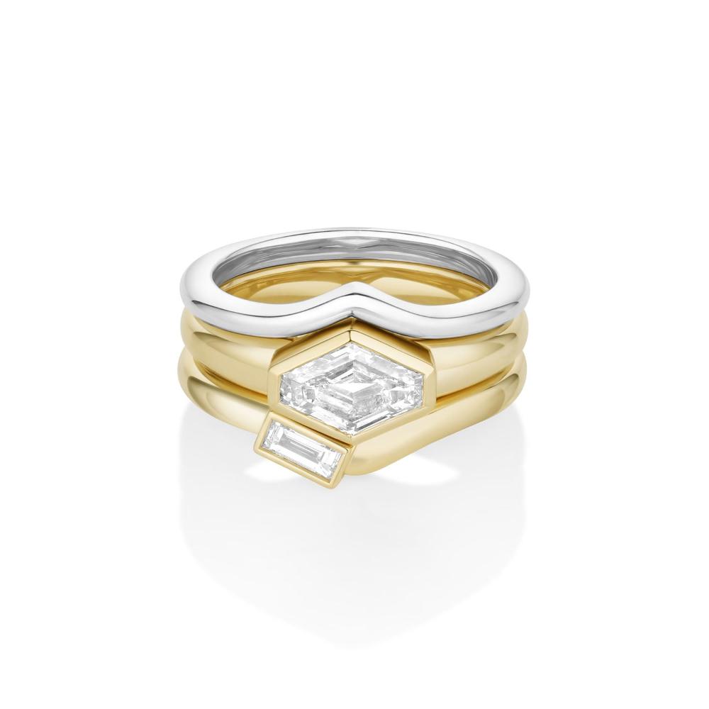 1.50ct Diamond Lozenge Diamond with Baguette Tracer Band and Plain Tracer Band [front flat lay]