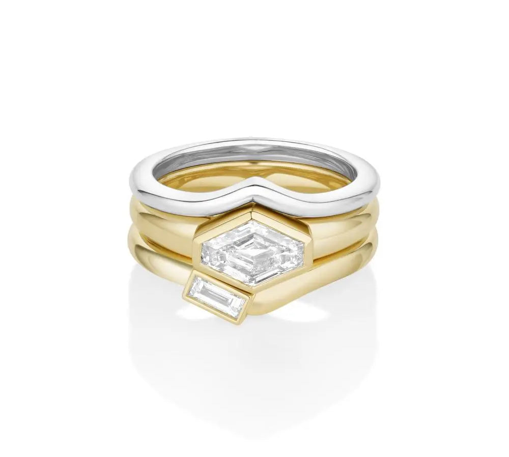 1.50ct Diamond Lozenge Diamond with Baguette Tracer Band and Plain Tracer Band [front flat lay]