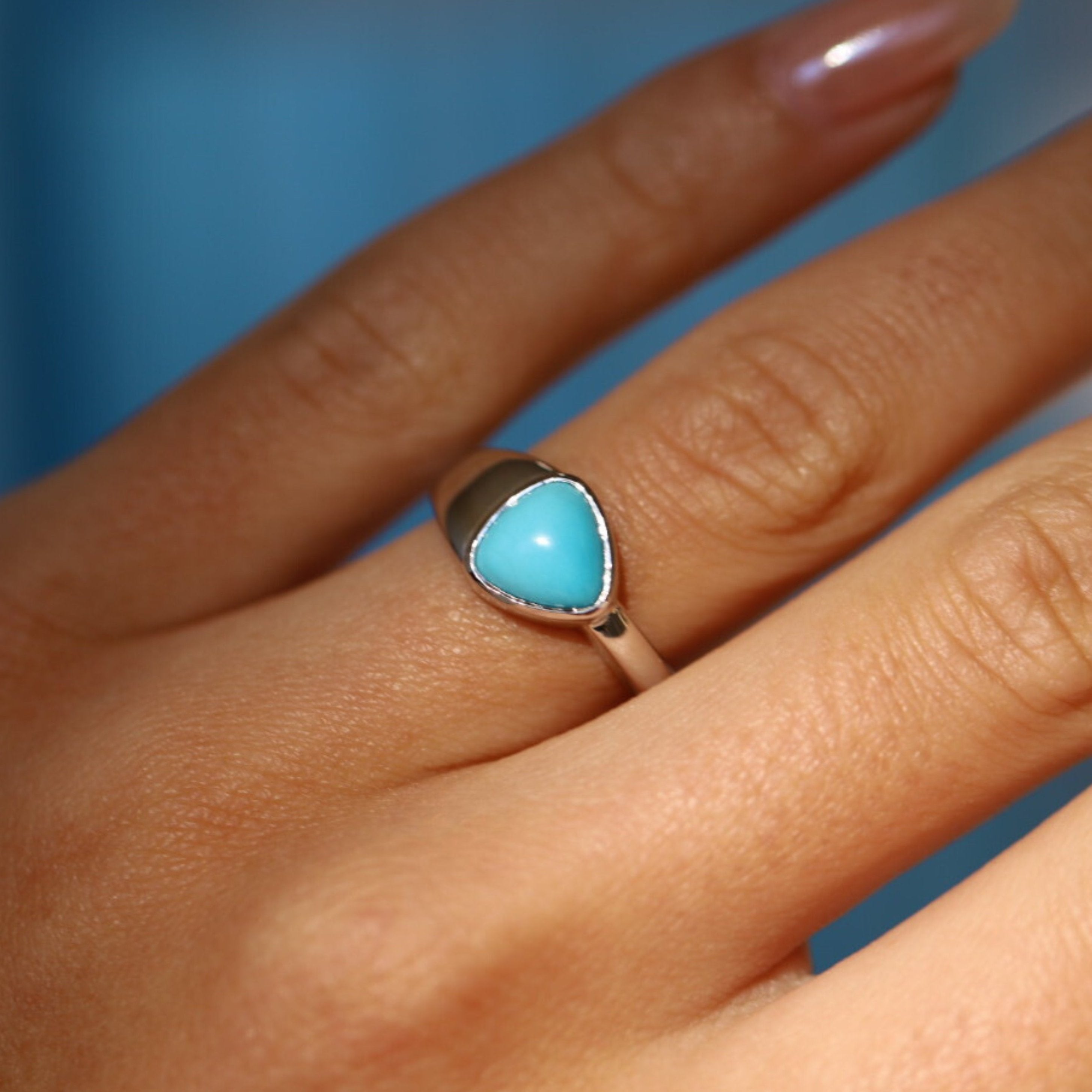 1.51ct Turquoise Trillion Ring [on hand]