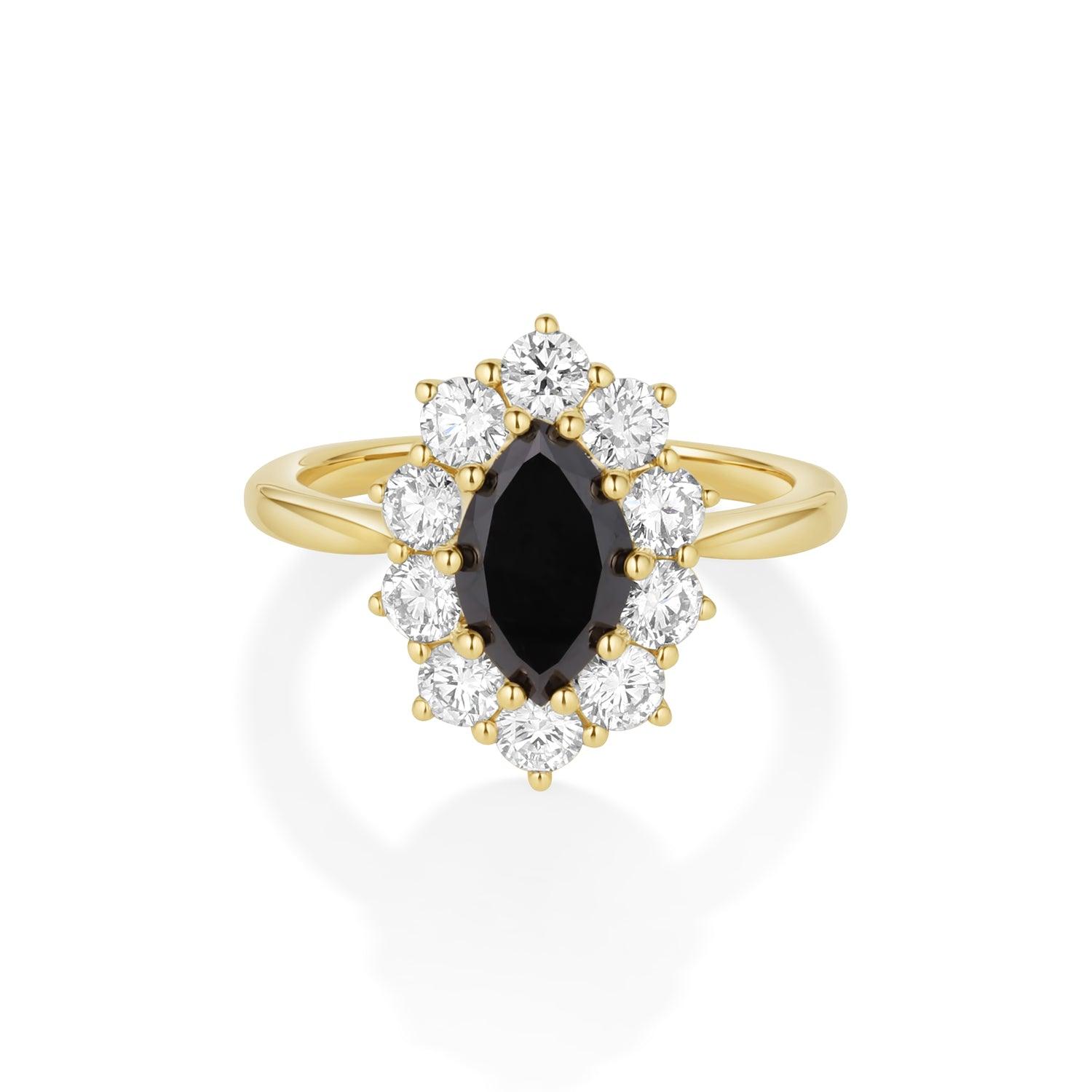 1.53ct Black Diamond Marquise Petal