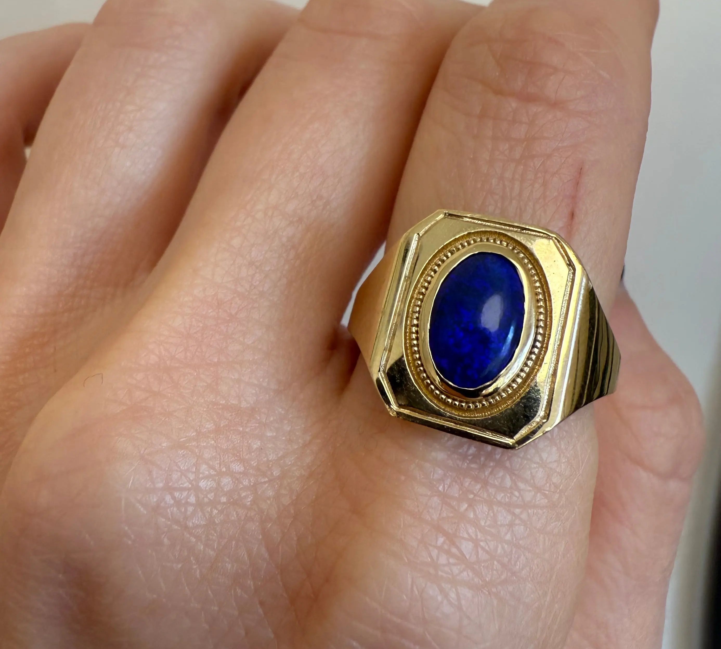 1.53ct Black Opal Signet Ring [on hand]