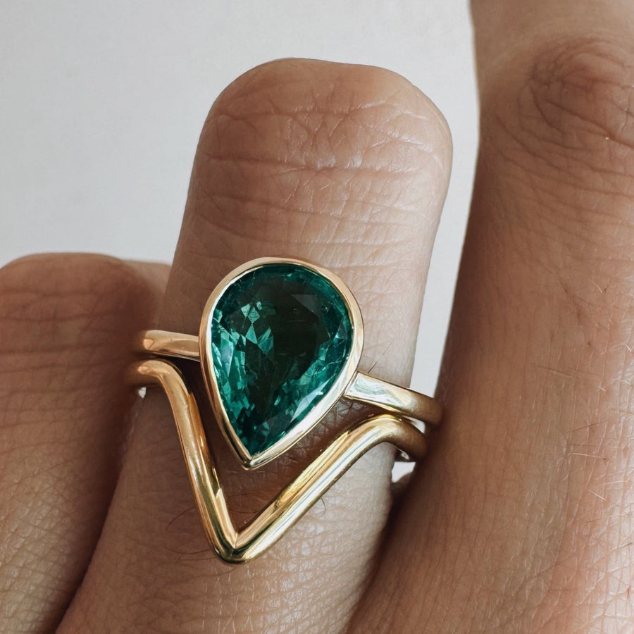1.54ct Emerald Bezel Set Solitaire Ring