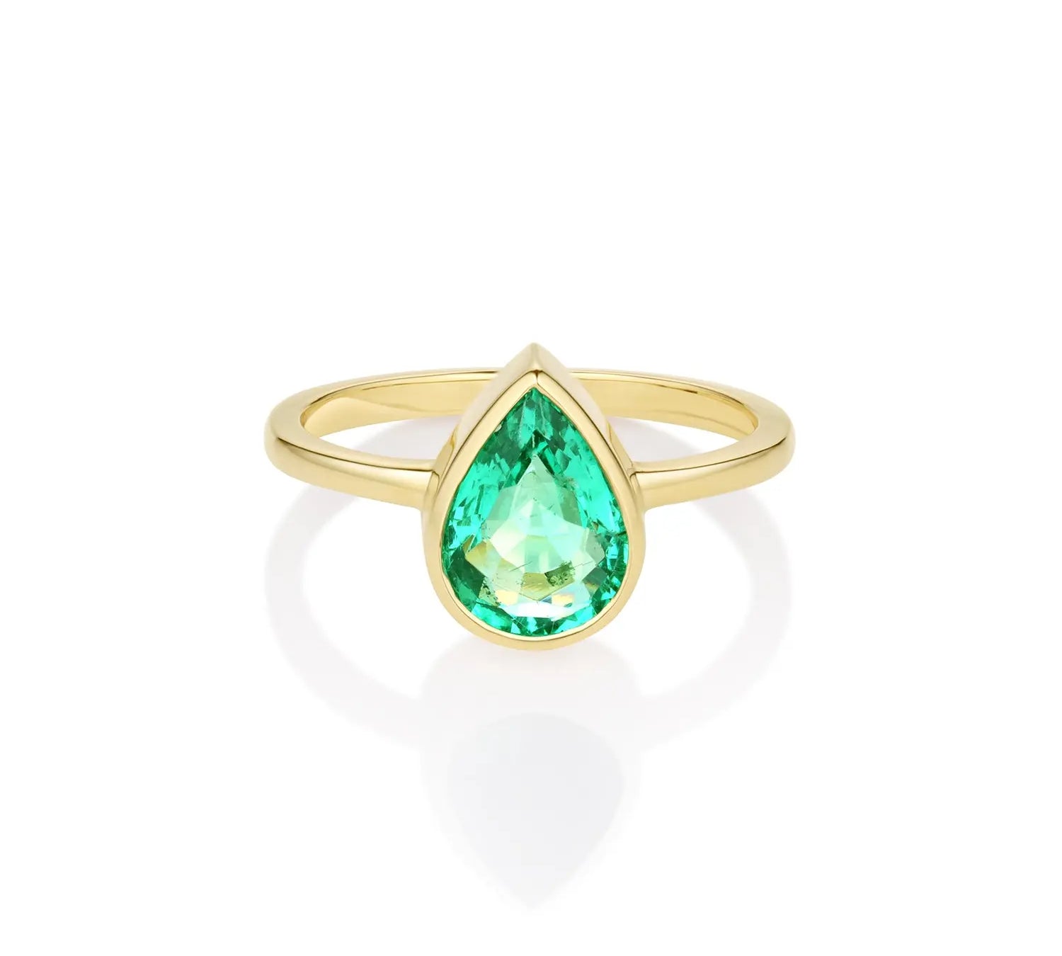 1.54ct Emerald Bezel Set Solitaire Ring Marrow Fine