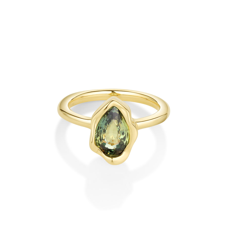 1.60ct Sapphire Pear Abstract Bezel Ring [Yellow Gold]